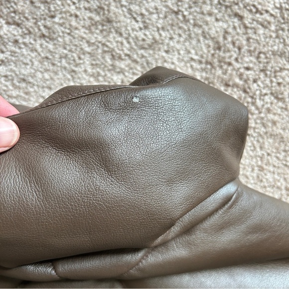 Abercrombie & Fitch Oversized Vegan Leather Brown Quilted Puffer Jacket Medium - Picture 11 of 13